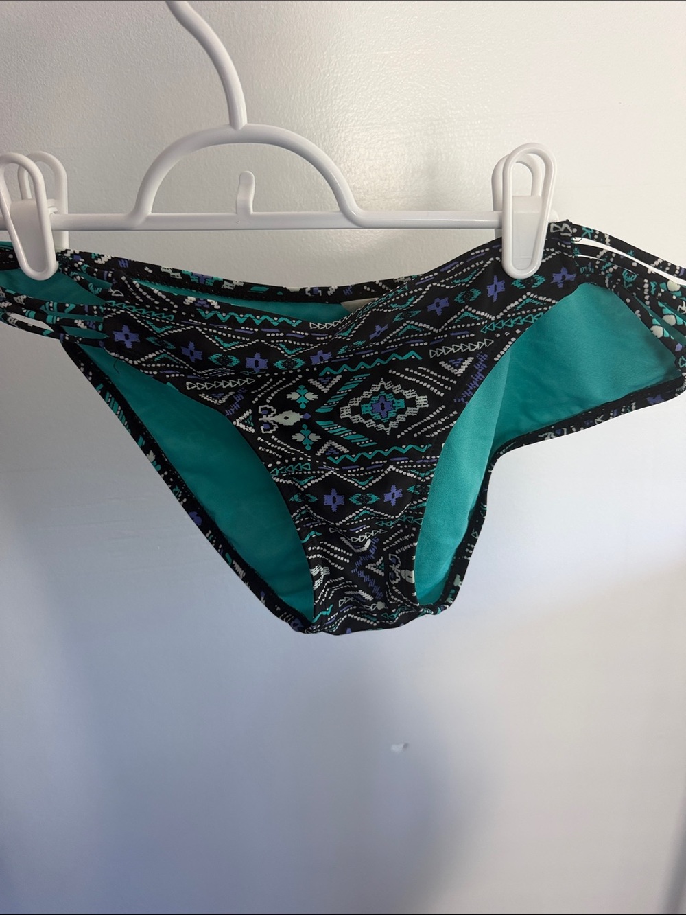 Hot Water - Teal, Purple, White and Black Aztec Print Bikini Bottoms